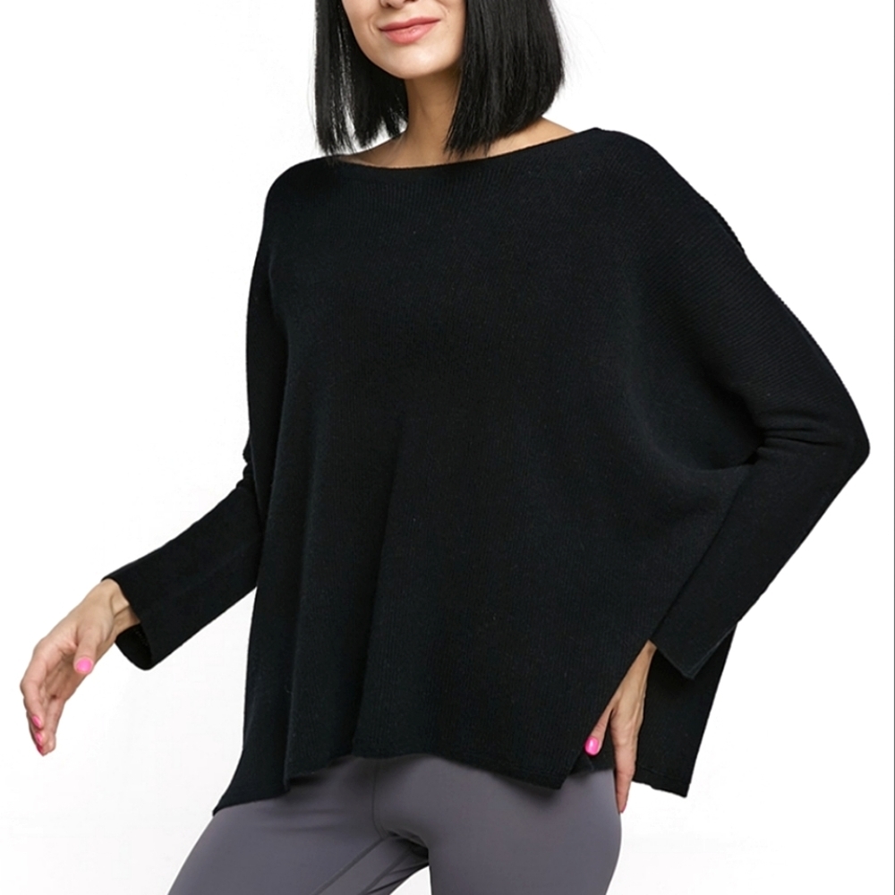 🆕 LIT Activewear Cashmere Oversized Round Neck Sweater in Black
